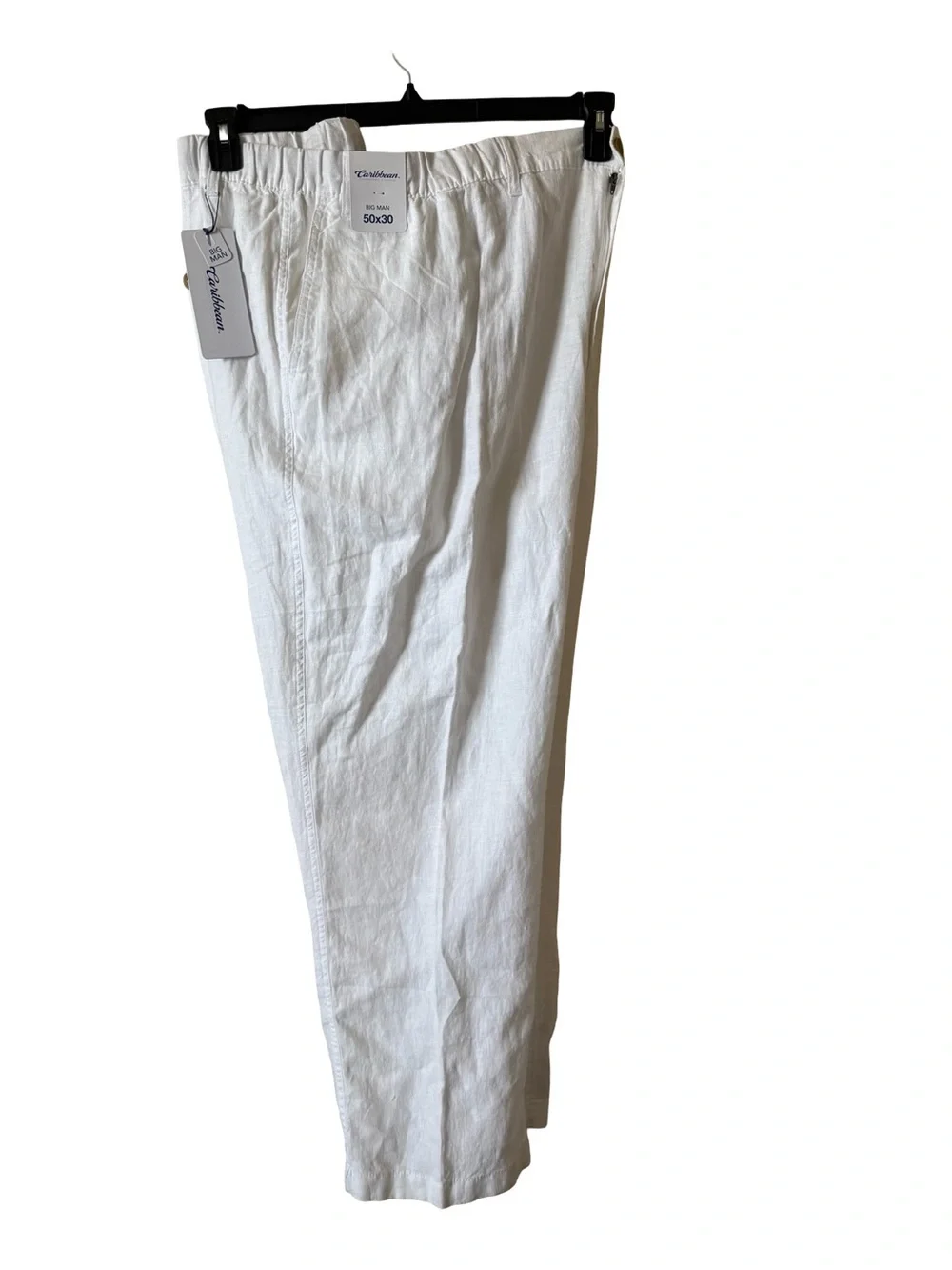 Caribbean Roundtree  Big Man Mens Linen Drawstring Elastic Waist Pants 50X30 NWT